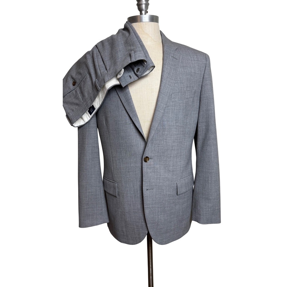 J.Crew Voyager Thompson Suit Jacket 42R Mens Light Gray 100% Wool Blazer B8632